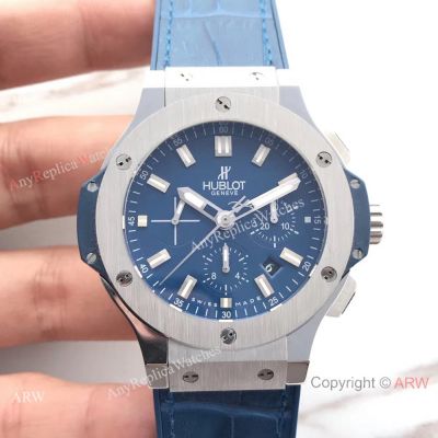 Swiss Grade Knock off Hublot Big Bang 4100 watch SS Blue Gummy Strap